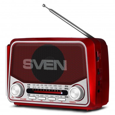 Boxa portabila SVEN SRP-150, Red / 3W / Bluetooth / FM/AM/SW Radio / USB / microSD