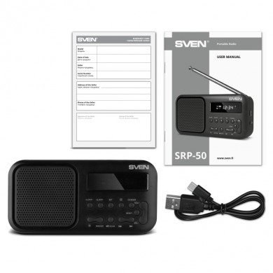 Boxa portabila SVEN SRP-50 Black / 3W / Bluetooth / FM/AM/SW Radio