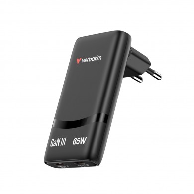Incarcator VERBATIM Fold 'n' Go GaN / 65W / 2 porturi