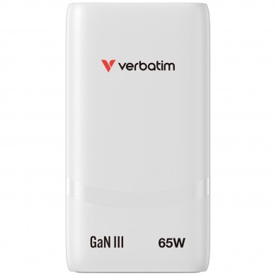 Incarcator USB VERBATIM Fold 'n' Go GaN Charger 65W / Dual USB-C/ White