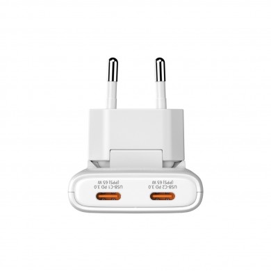 Incarcator USB VERBATIM Fold 'n' Go GaN Charger 65W / Dual USB-C/ White