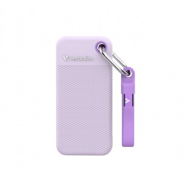 1TB SSD Portabil Verbatim Pocket, Purple with 2 Rubber Sleeves (White & Purple),1000 MB/s