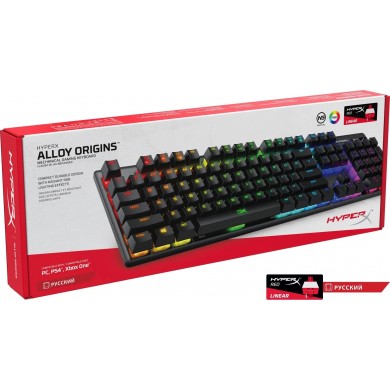 Tastatura Gaming mecanica HYPERX Alloy Origins RGB, HyperX Red key switch