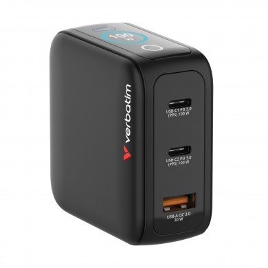 Incarcator USB Verbatim Mini GaN Charger with Display 100W