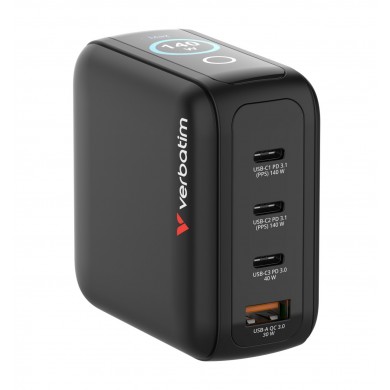 Incarcator USB Verbatim Mini GaN Charger with Display 140W