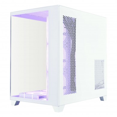 Carcasa 1STPLAYER MV8-TP / no PSU / Side-Window / 7x120mm / ATX / White