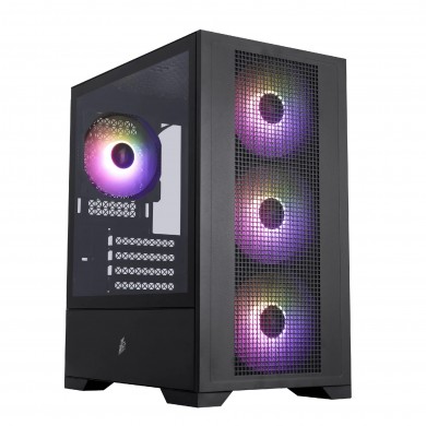 Carcasa 1STPLAYER GO2 / w/oPSU / Side-Window / 4x120mm / mATX / Black