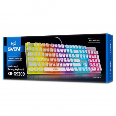 Tastatura Gaming Mecanica SVEN KB-G9200 RGB / USB / 1.8m / White