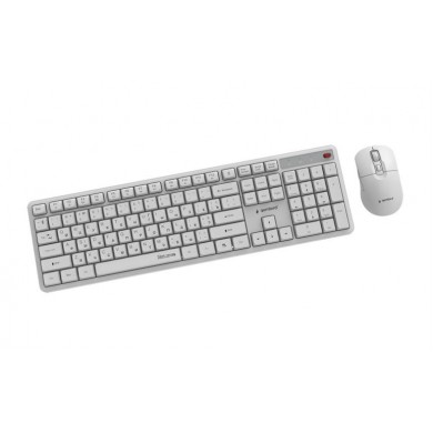 Tastatura si Mouse Wireless Gembird KBS-WMS-01-W-CYRL, White