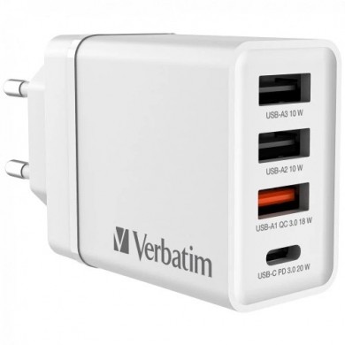 Incarcator USB VERBATIM 30W / 1 x USB-C, 3 x USB-A