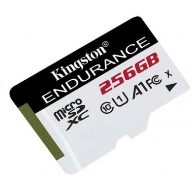 256GB microSD Class10 A1 UHS-I U1 Kingston High-Endurance, up to 95Mb/s, For home security, surveillance, body and dash cams, 3K P/E cycles, Health monitoring, Operating Hours 26.9K hours (24/7 recording for 3-year warranty)