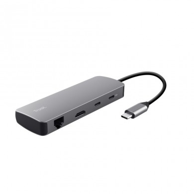 Adaptor multiport USB-C 8 in 1Trust Dalyx / HDMI/ PD 3.0/ LAN/ 2хUSB-C/ 2xUSB-A/ SD/ microSD