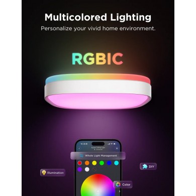 Lampa de tavan inteligenta GOVEE Square 12&rdquo; RGBWW + RGBIC