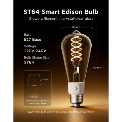Bec inteligent Edison GOVEE ST64  (2Packs)  E27