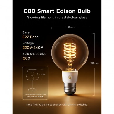 Bec inteligent Edison GOVEE G80 (2 Pack) E27