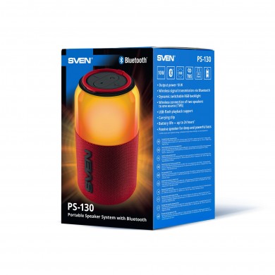 Boxa portabila SVENPS-130 / 12W / Bluetooth / 1800 mAh/ Red