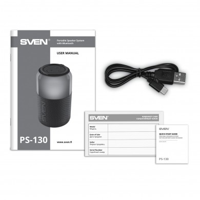 Boxa portabila SVENPS-130 / 12W / Bluetooth / 1800 mAh/ Black