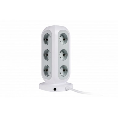 Verbatim Multi Plug Power Tower, 11 AC EU outlets, 2 x Type-C ports + 2 x USB-A ports, 3600W/16A