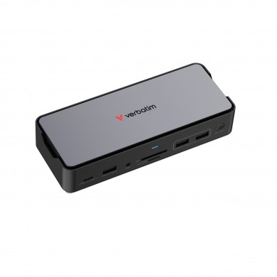 Docking Station Verbatim Pro / 15 porturi / NVMe 256GB / 8K HDMI / USB 10Ggps / USB-C 100W
