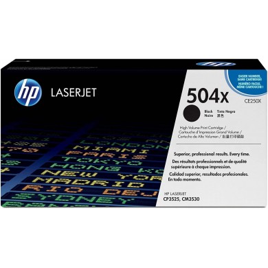 HP 504X (CE250X) Black Cartridge for HP LaserJet CP3525, CP3525n, CP3525dn, CP3525x, CM3530, CM3530fs, 10500 p.