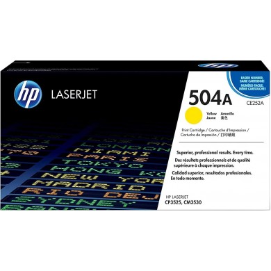 HP 504A (CE252A) Yellow Cartridge for HP LaserJet CP3525, CP3525n, CP3525dn, CP3525x, CM3530, CM3530fs, 7000 p.