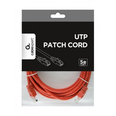 Patch cord cat. 5E PP12-5M/R Red, 5 m, molded strain relief 50u" plugs
