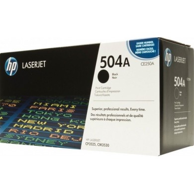 HP 504A (CE250A) Black Cartridge for CLJ Color LaserJet CP3525, CP3525n, CP3525dn, CP3525x, CM3530, CM3530fs, 5000 p.
