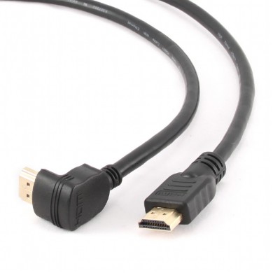 Cable HDMI  CC-HDMI490-6, 1.8 m, HDMI v.1.4 90 degrees, male-male, Black cable with gold-plated connectors, Bulk packing