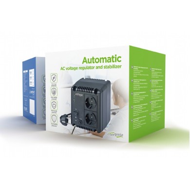 EnerGenie EG-AVR-1001, 1000VA (600W), Automatic AC voltage regulator and stabilizer, 2x Schuko outlets