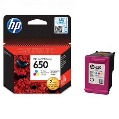 HP 650 (CZ102AE) Tri-Colour Ink Cartridge for DeskJet 2515/3515 AiO, 200 p.