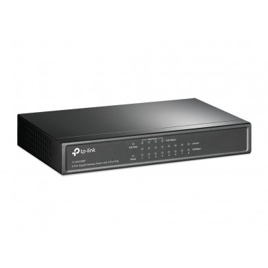 TP-LINK TL-SG1008P, 8-Port Gigabit Desktop PoE Switch, 8 Gigabit RJ45 ports including 4 PoE ports, 53W PoE Power supply, steel case