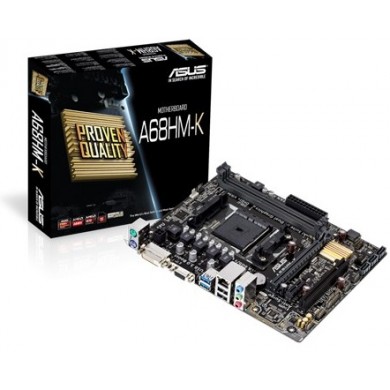 ASUS A68HM-K, Socket FM2/FM2+, AMD A68H, Dual 2xDDR3-2400, APU AMD graphics, DVI, 1x PCIe X16, 4xSATA3(6Gb/s), RAID, 1x PCIe X1, 1x PCI, ALC887 7.1ch HDA, GigaBit LAN, 2xUSB3.0(5Gb/s), mATX
