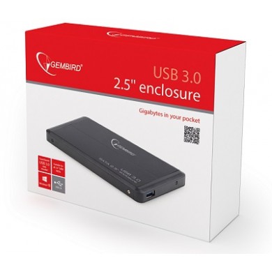 Gembird EE2-U3S-2, External enclosure for 2.5'' SATA HDD with USB3.0(5Gb/s) interface, Black