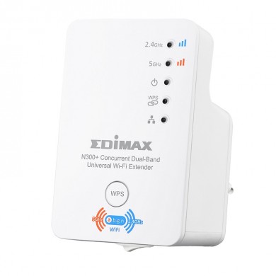 EDIMAX EW-7238RPD  N300 Wireless Dual-Band Range Extender, 300Mbps 2.4GHz + 5GHz, 802.11n/g/b, 1 LAN port, Range extender mode, 2 x High Gain internal antennas, iQ Setup, Green and Energy-Saving, WPS button, Power switch