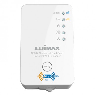 EDIMAX EW-7238RPD  N300 Wireless Dual-Band Range Extender, 300Mbps 2.4GHz + 5GHz, 802.11n/g/b, 1 LAN port, Range extender mode, 2 x High Gain internal antennas, iQ Setup, Green and Energy-Saving, WPS button, Power switch