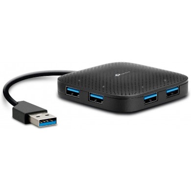 TP-Link UH400 USB Hub,  mini-size, 4 ports, USB 3.0, Built-in USB connector cable