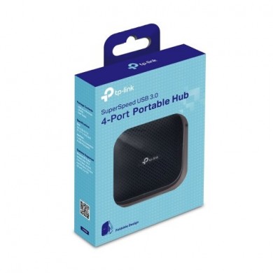 TP-Link UH400 USB Hub,  mini-size, 4 ports, USB 3.0, Built-in USB connector cable