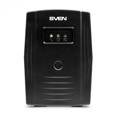 SVEN Pro 600, Line-interactive UPS with AVR, 600VA /360W, 2x Schuko outlets, 1x7AH, AVR: 175-280V, Cold start function, Black