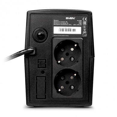 SVEN Pro 600, Line-interactive UPS with AVR, 600VA /360W, 2x Schuko outlets, 1x7AH, AVR: 175-280V, Cold start function, Black