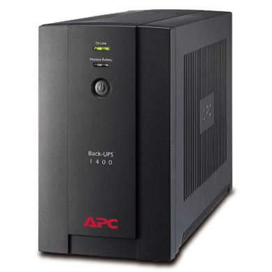 APC Back-UPS BX1400U-GR, 1400VA/700W, AVR, 4 x CEE 7/7 Schuko (all 4 Battery Backup + Surge Protected), RJ-11 Data Line Protection, LED indicators, PowerChute USB Port