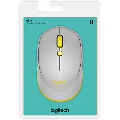 Logitech Bluetooth Mouse M535 Grey, Optical Mouse for Notebooks, Compatible with Windows/Mac OS/Chrome OS/Android, Grey/Yellow, Retail