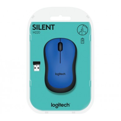 Logitech Wireless Mouse M220 Blue, Silent Optical Mouse for Notebooks, Nano receiver, Blue, Retail