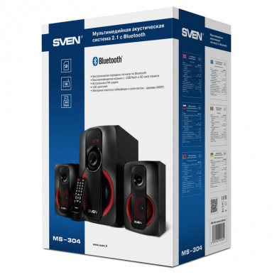 Boxe 2.1 SVEN MS-304 / 40W RMS / Bluetooth / FM-tune / USB Flash / SD card / Black