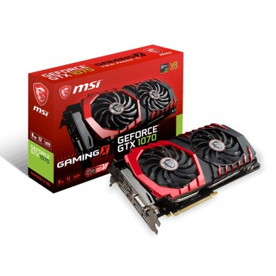 MSI GeForce GTX 1070 GAMING X 8G /  8GB DDR5 256Bit 1797/8108Mhz (OC Mode), DVI, HDMI, 3x DisplayPort, Dual fan - TWIN FROZR VI (Zero Frozr/Airflow Control Technology), TORX 2.0 FAN, Gaming App, Retail