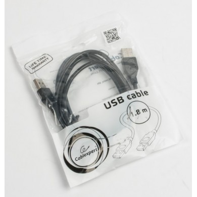 Cable USB2.0 - 1.8m - Cablexpert CCP-USB2-AMAM-6, 1.8 m, USB 2.0 A-plug to A-plug, Black