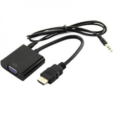 Adapter HDMI-VGA  - Gembird  A-HDMI-VGA-03, HDMI to VGA and audio adapter cable, single port, Black