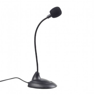 Gembird MIC-205 Desktop microphone with flexible gooseneck and practical on/off switch, Frequency: 50 Hz - 16 kHz, Sensitivity: - 54 +/- 3 db,  Voltage: 4.5 V, 3.5 mm audio plug, cable length 2 m, weight: 65 g, Black