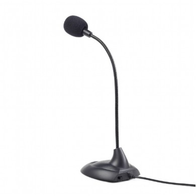 Gembird MIC-205 Desktop microphone with flexible gooseneck and practical on/off switch, Frequency: 50 Hz - 16 kHz, Sensitivity: - 54 +/- 3 db,  Voltage: 4.5 V, 3.5 mm audio plug, cable length 2 m, weight: 65 g, Black