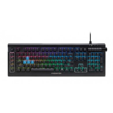 ACER PREDATOR GAMING KEYBOARD AETHON500, mechanical keys, 16.8M RGB backlit, detachable magnetic wrist rest, anodized aluminum faceplate.