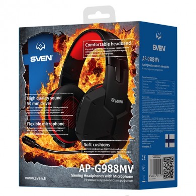 Casti SVEN AP-G988MV, Black/Red